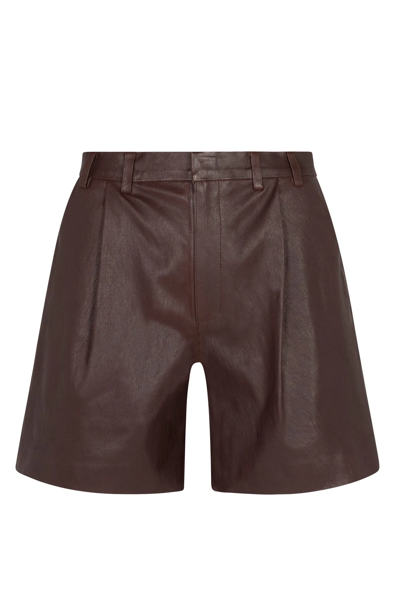 Dark Chocolate Leather Trouser Shorts