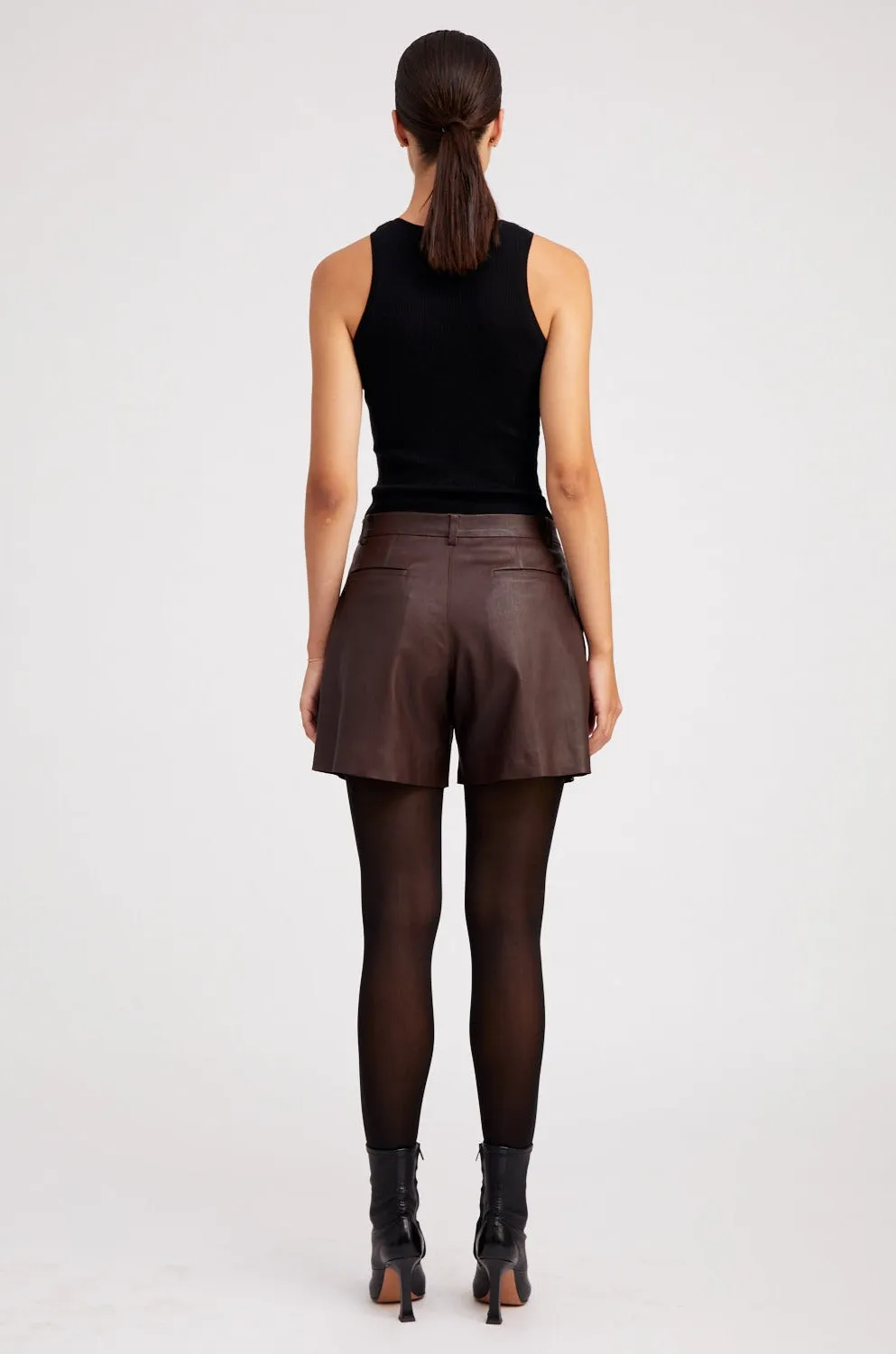 Dark Chocolate Leather Trouser Shorts