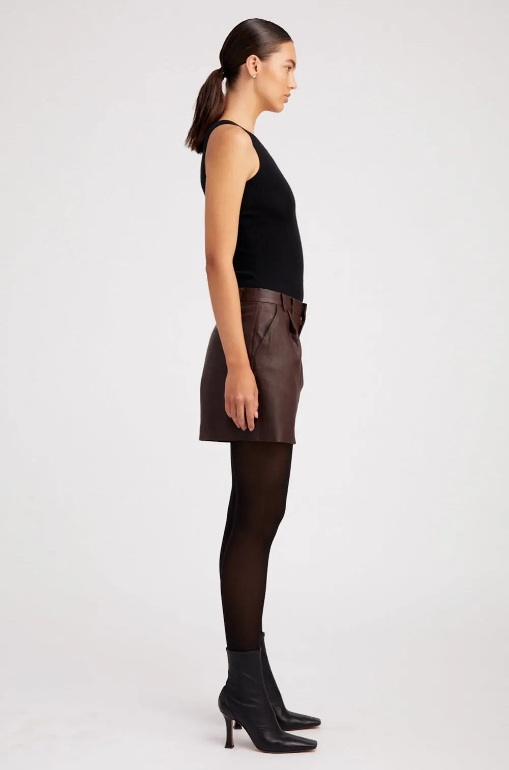 Dark Chocolate Leather Trouser Shorts