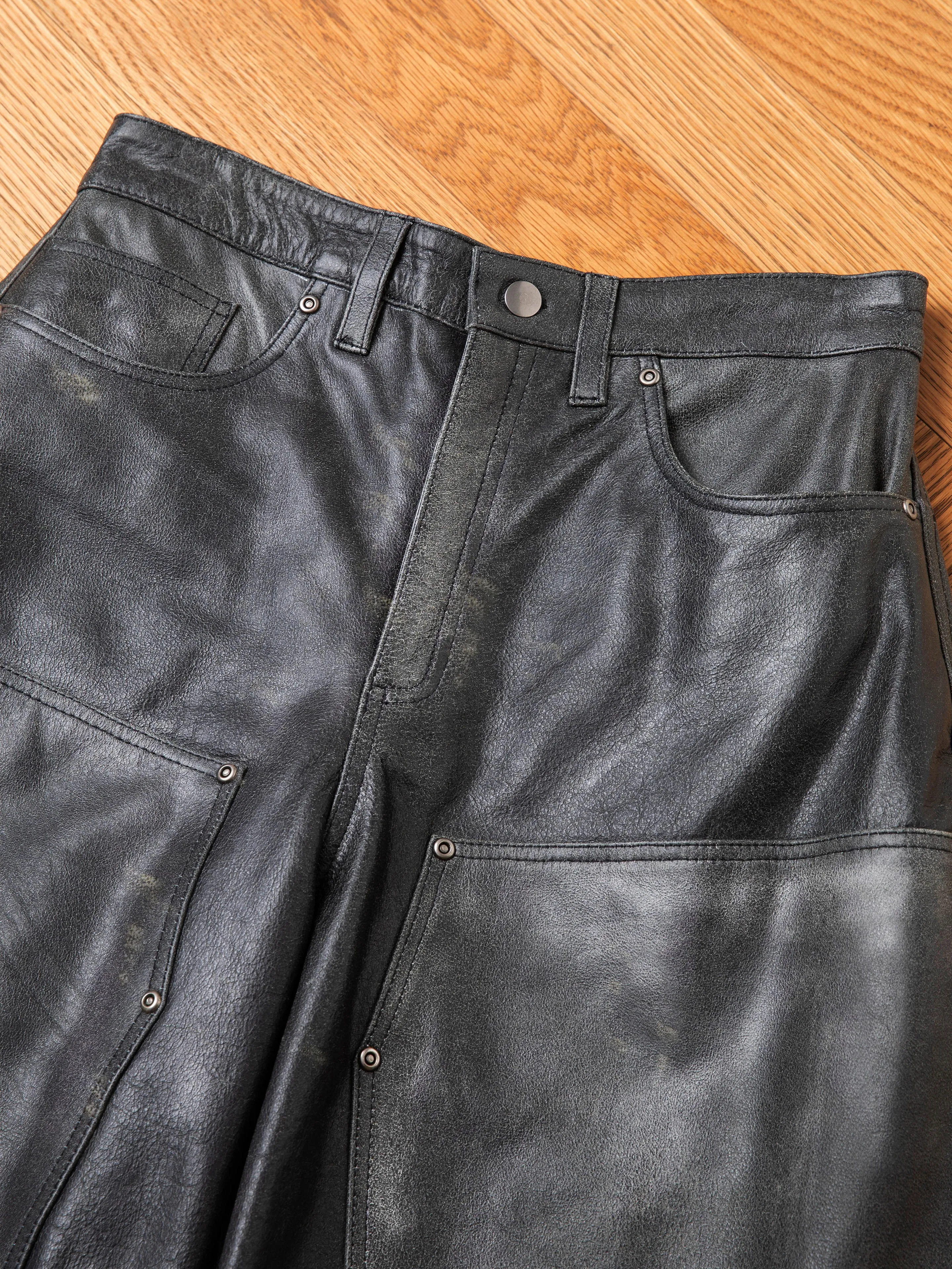 Distressed Genuine Leather Carpenter Shorts