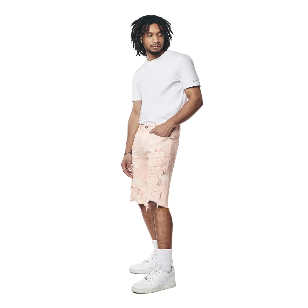 Distressed Rip & Repair Twill Shorts - Brushed Pink