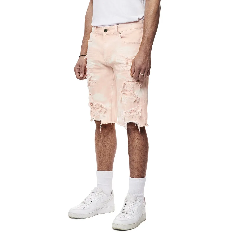 Distressed Rip & Repair Twill Shorts - Brushed Pink