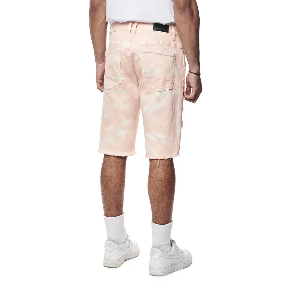 Distressed Rip & Repair Twill Shorts - Brushed Pink