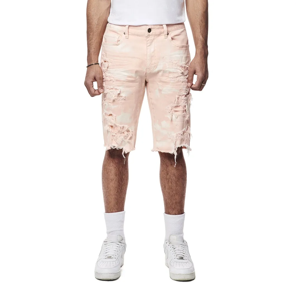 Distressed Rip & Repair Twill Shorts - Brushed Pink