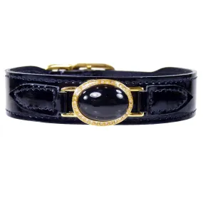 Estate Dog Collar in Black Patent & Gold