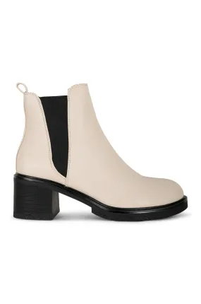 Faux Leather pull on Ankle Boot | BEIGE | OPHELIA ZZ