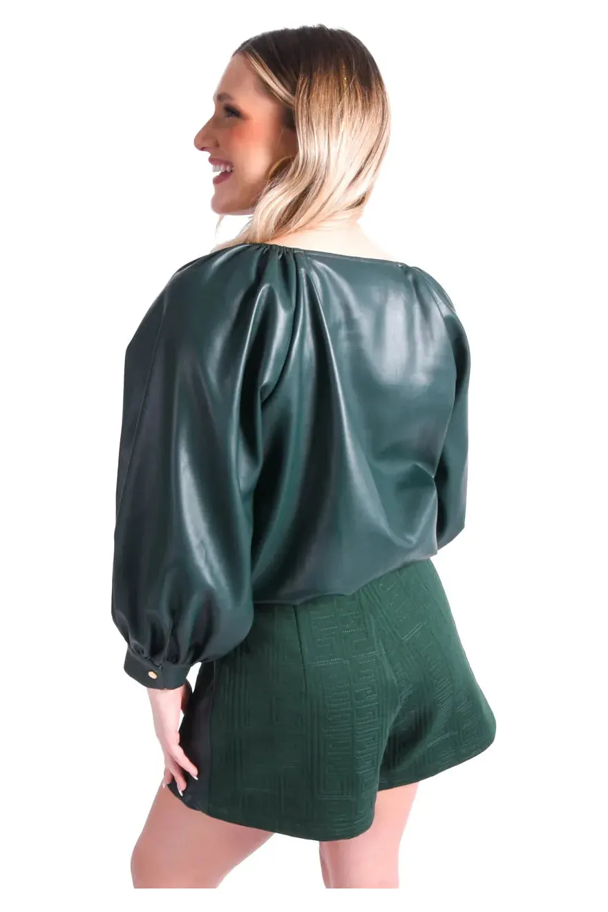 Forest Green Faux Leather Top