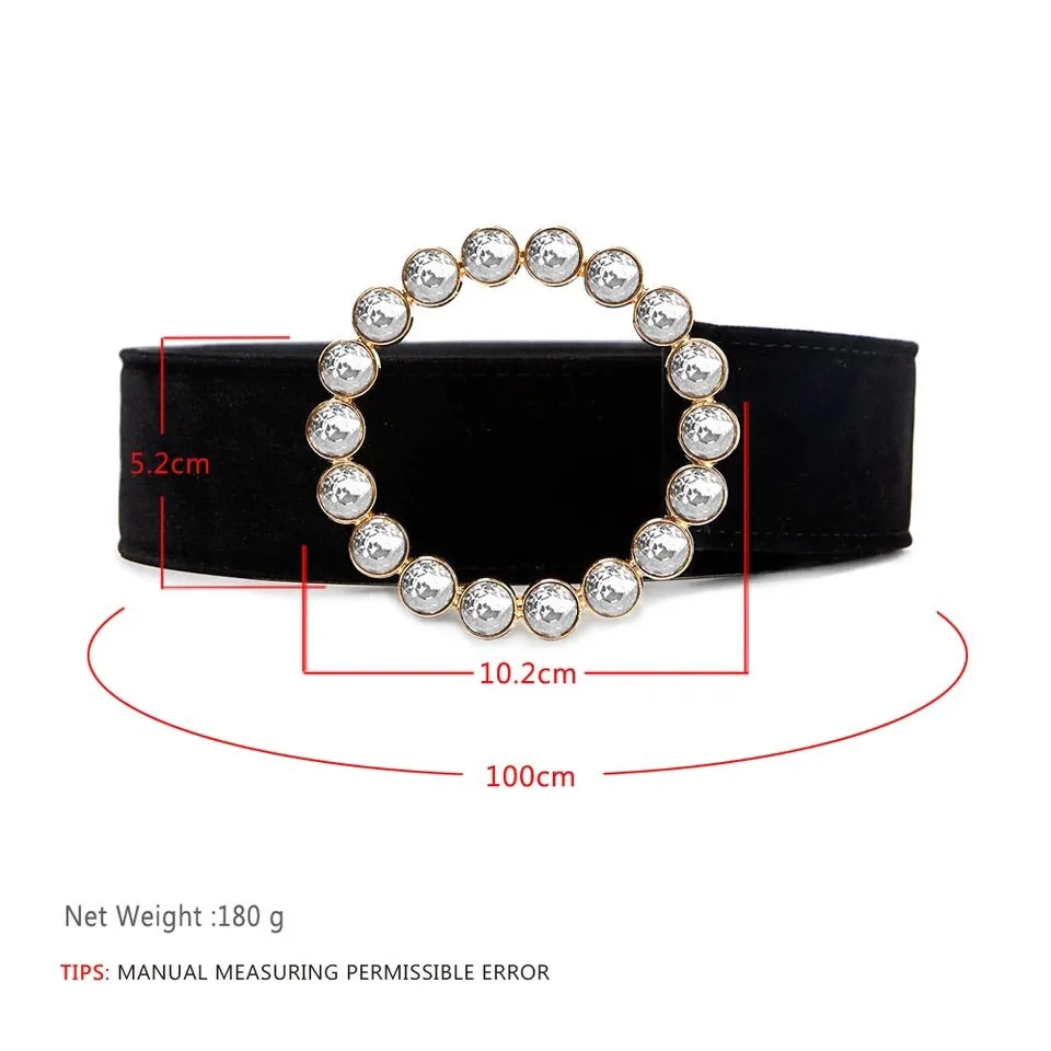 GEMSTONE ROUND BUCKLE BLACK BELT