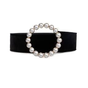 GEMSTONE ROUND BUCKLE BLACK BELT