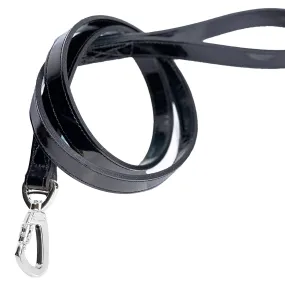 Georgia Rose Dog Leash in Black Patent & Nickel