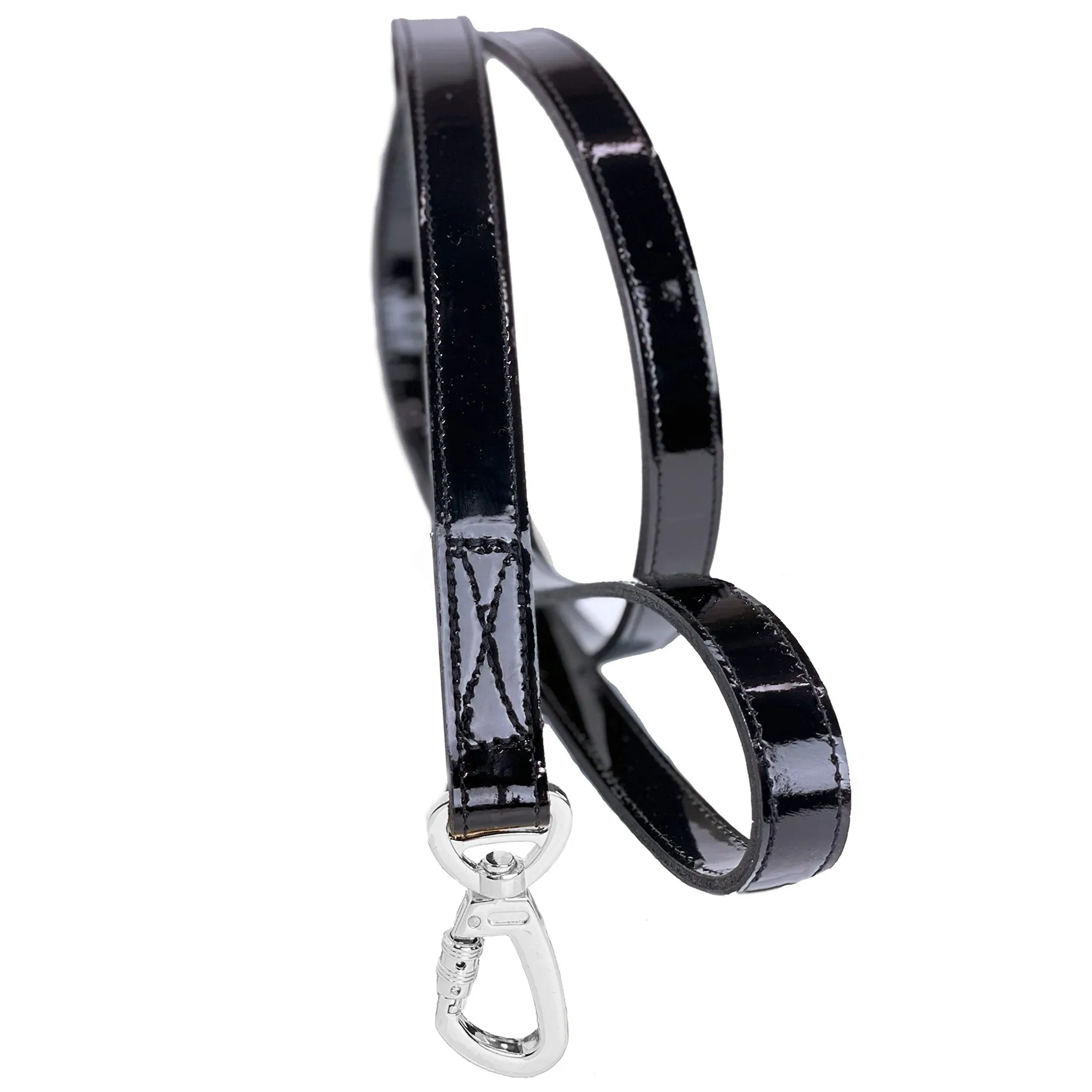 Georgia Rose Dog Leash in Black Patent & Nickel