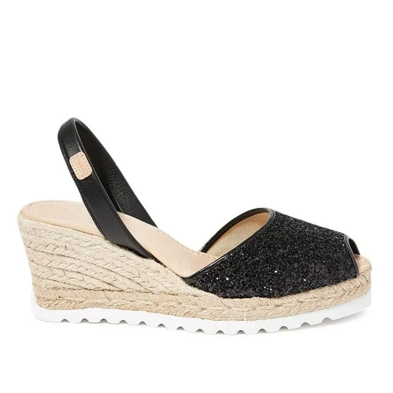 Glitter Leather Menorcan Espadrille For Women - Frida Montada 2006R Glitter