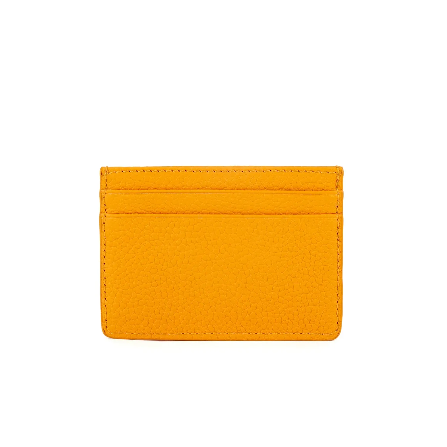 Grace Grainy Leather Card Case, Mustard