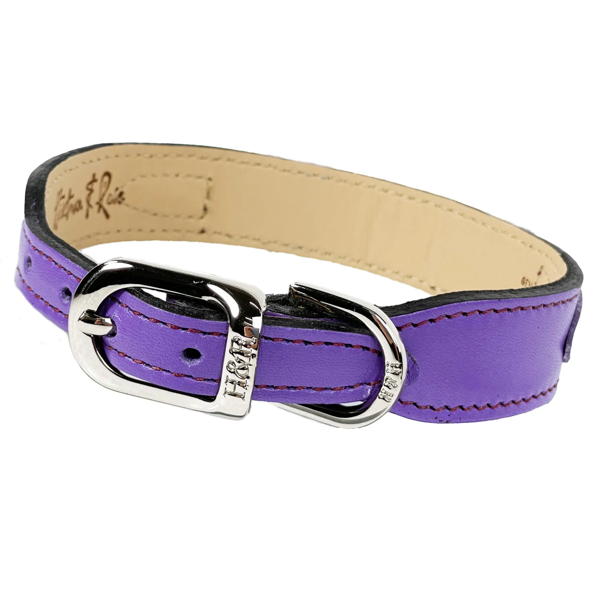 Hartman Dog Collar in Grape, Burgundy & Nickel