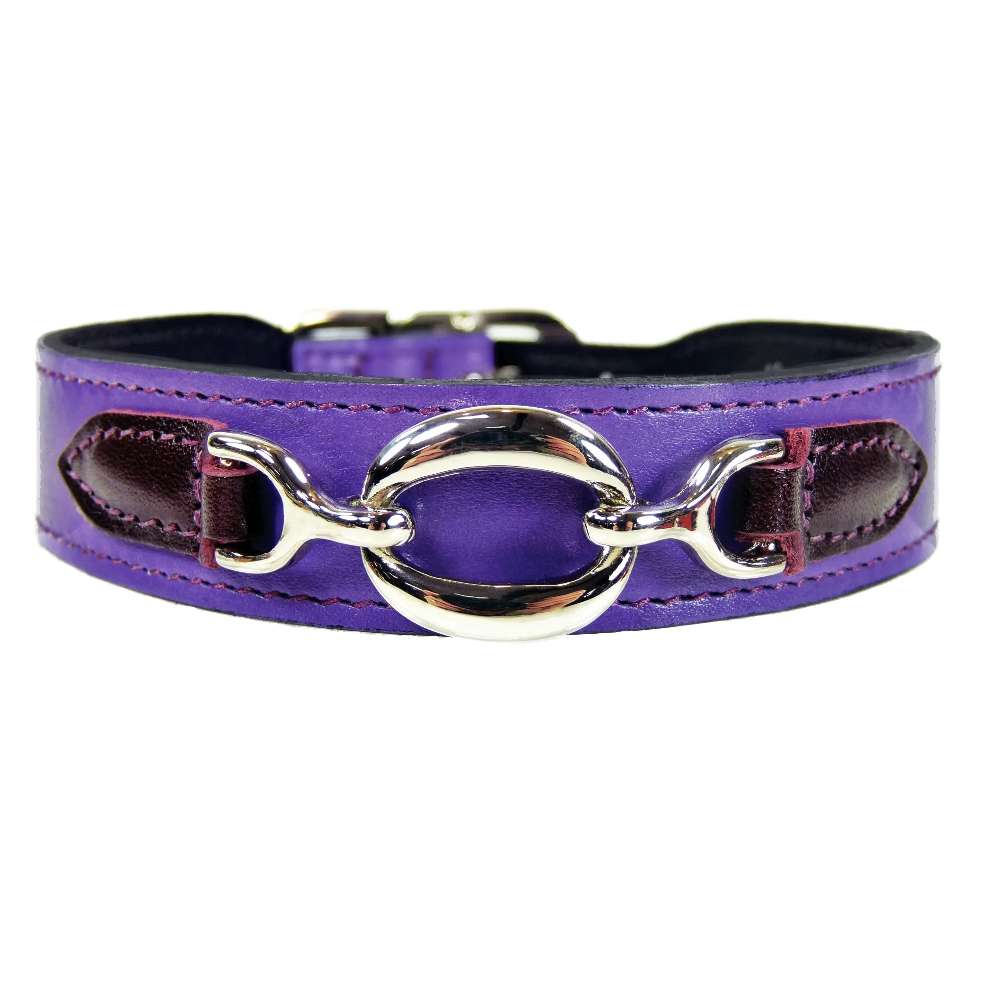 Hartman Dog Collar in Grape, Burgundy & Nickel