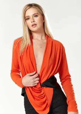 House Of Holland Draped Top In Orange