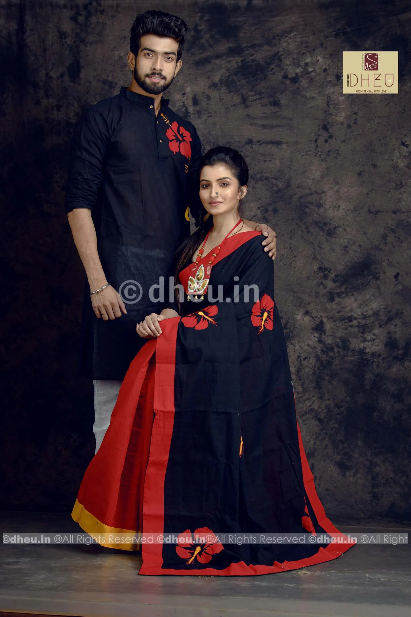 Joba Couple Set-Kurta-Saree Couple Set