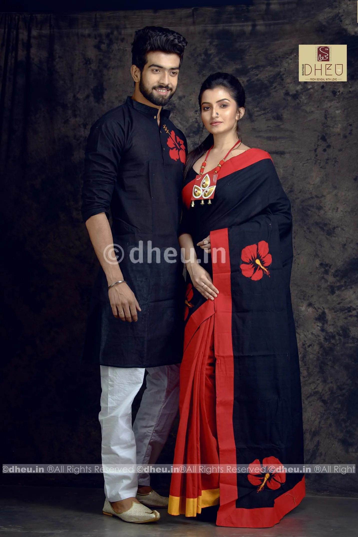 Joba Couple Set-Kurta-Saree Couple Set