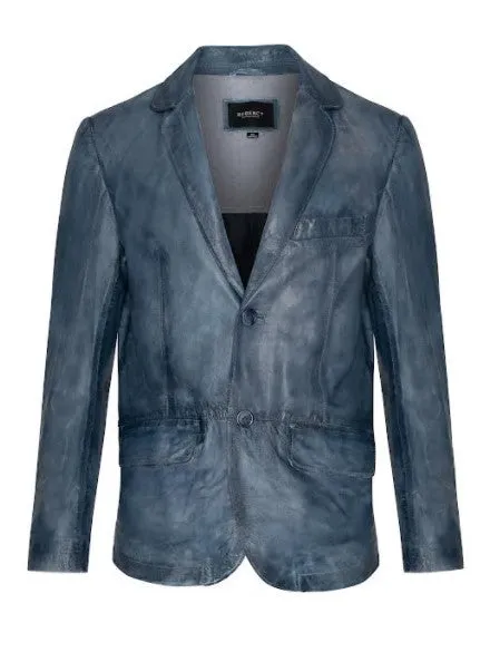 Joshua Lambskin Leather Jacket- Ice Blue