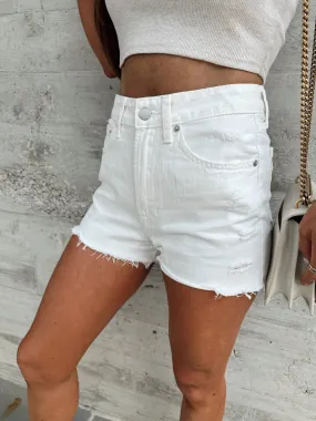 Juniper High Rise Denim Shorts- White