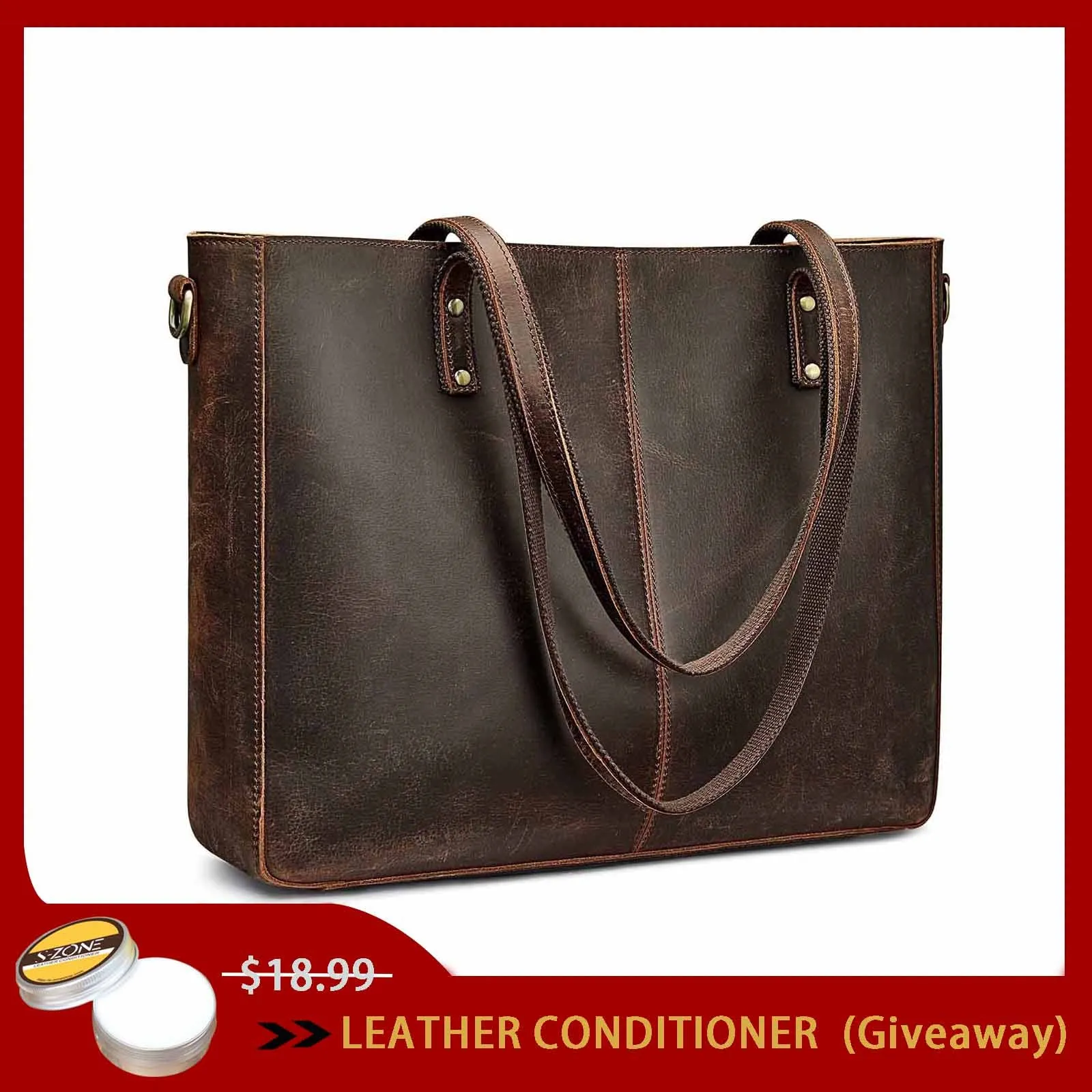 Large Bucket Geuine Leather Tote