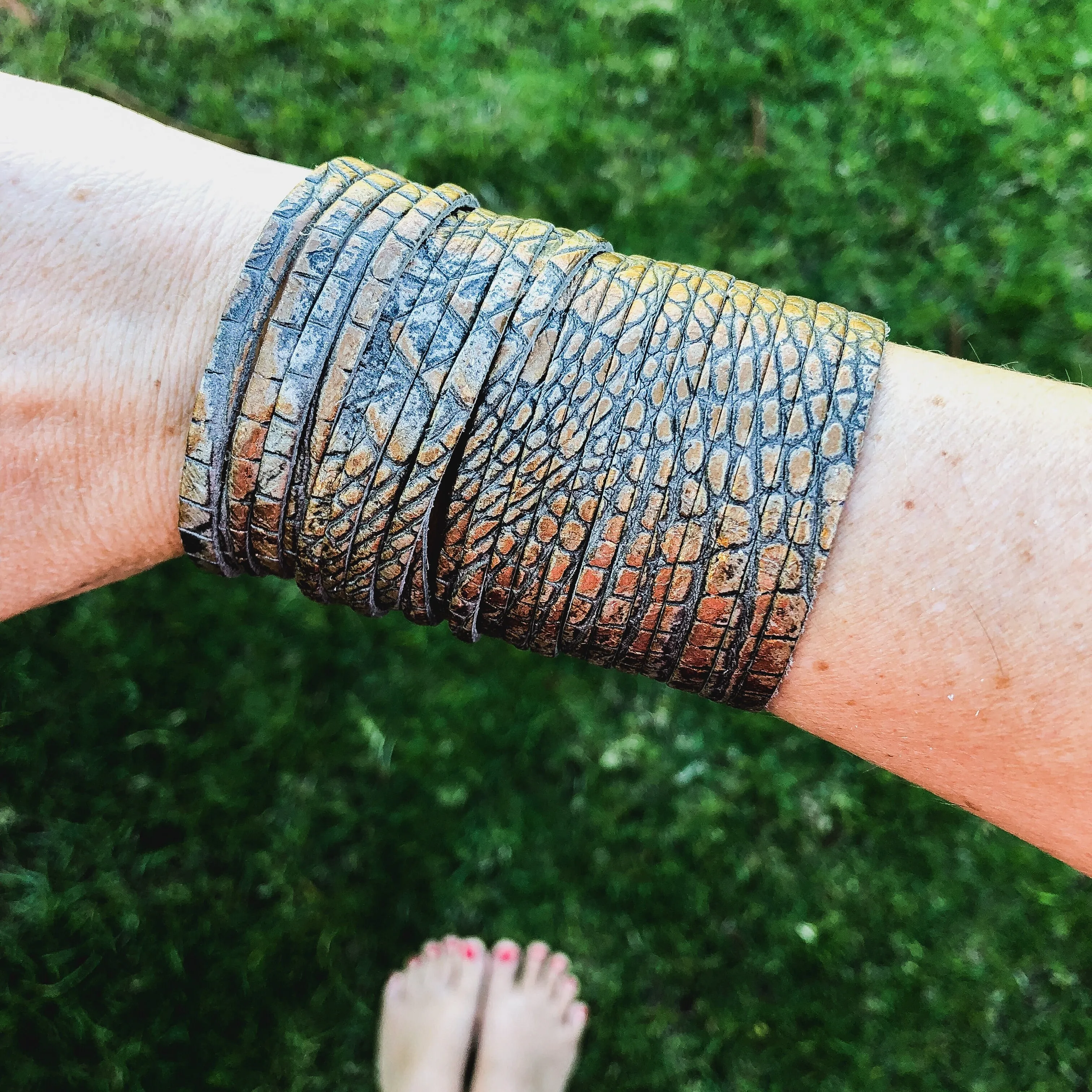 Large Leather Wrap Around Bracelet