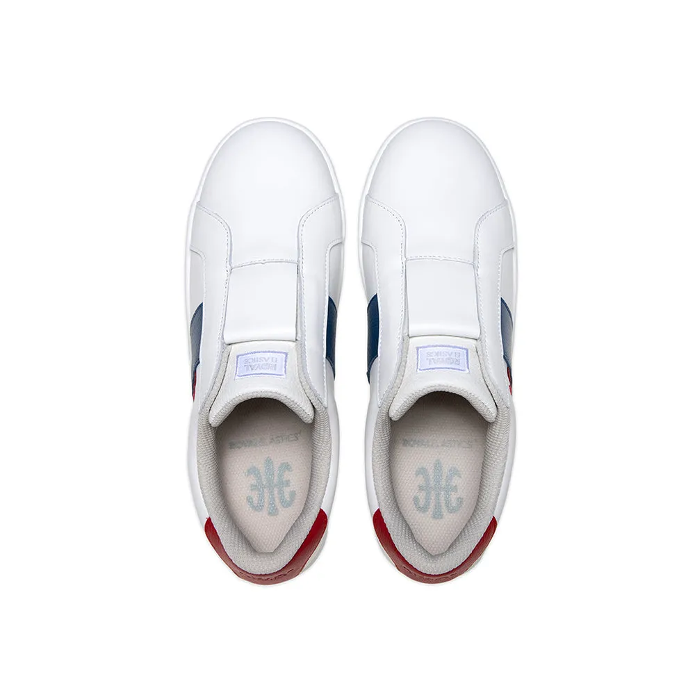 Men's Bishop White Blue Red Leather Sneakers 01741-051