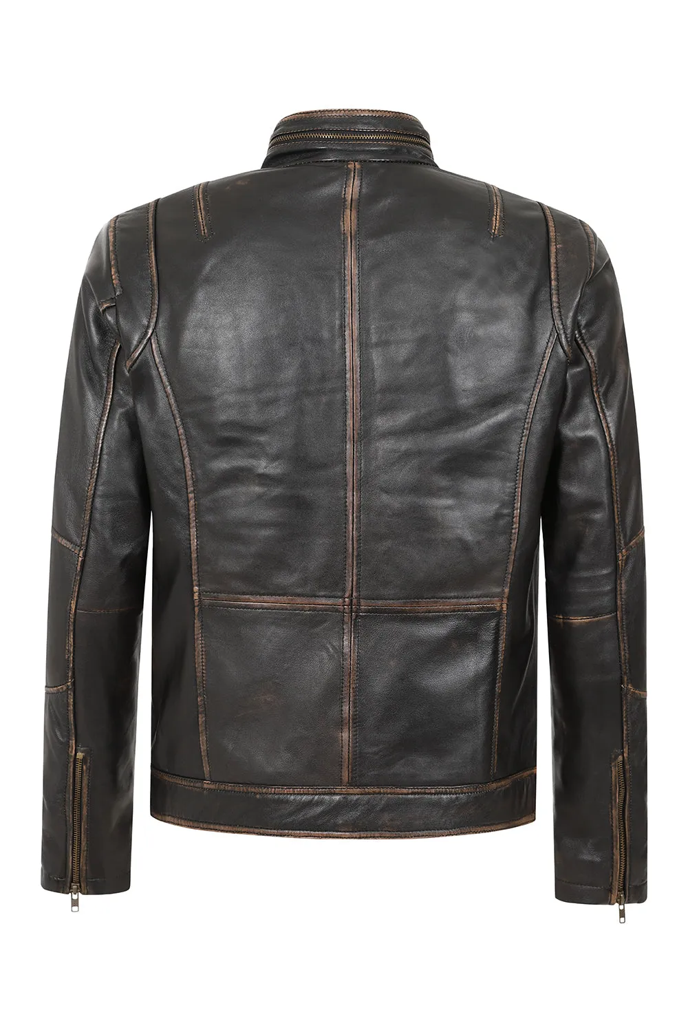 Men's Brown Classic Genuine Nappa Leather Jacket  - 'ARMANDO'