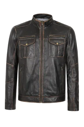 Men's Brown Classic Genuine Nappa Leather Jacket  - 'ARMANDO'