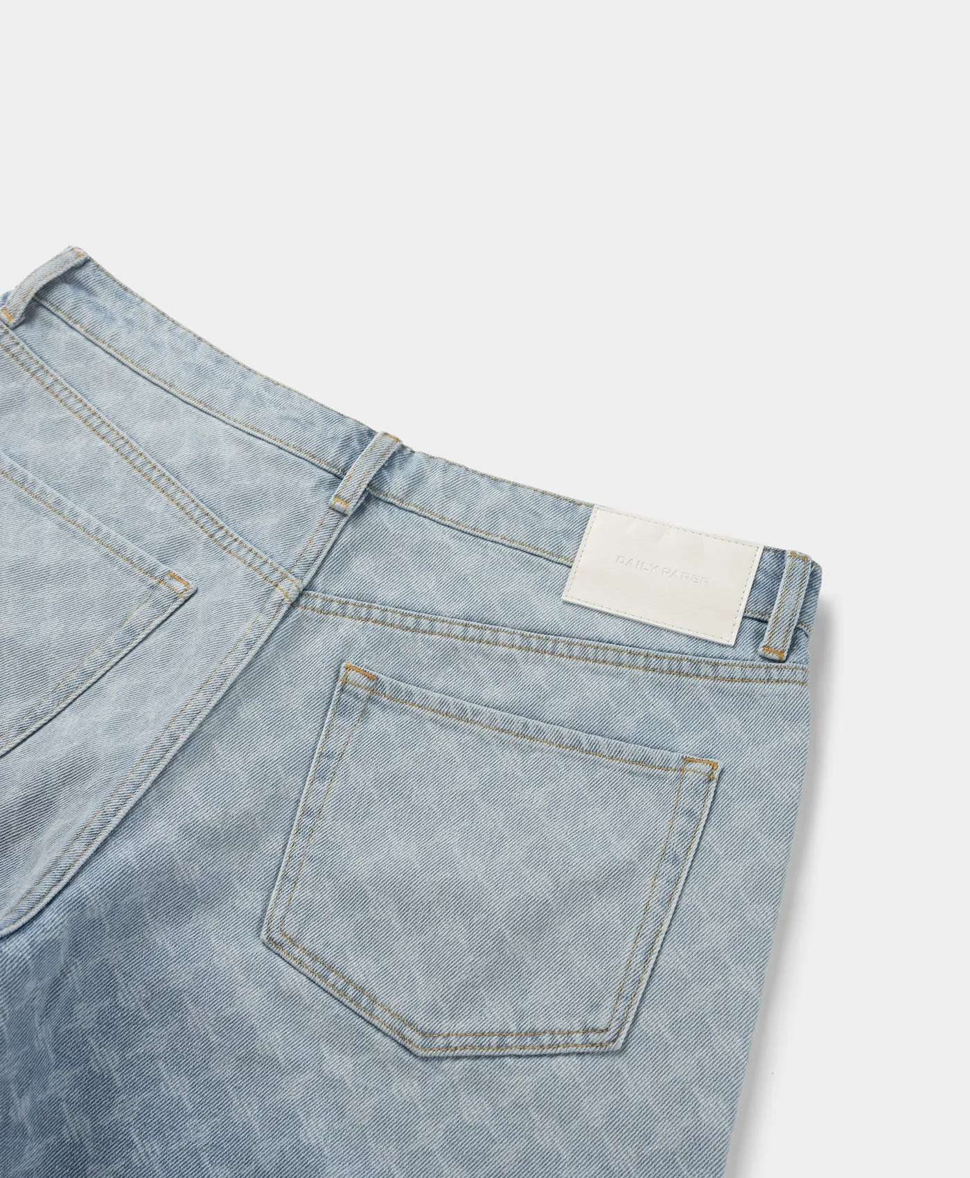 Mid Blue Zella Monogram Denim Shorts