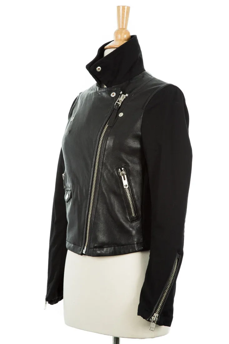 Minella Leather & Canvas Biker Jacket