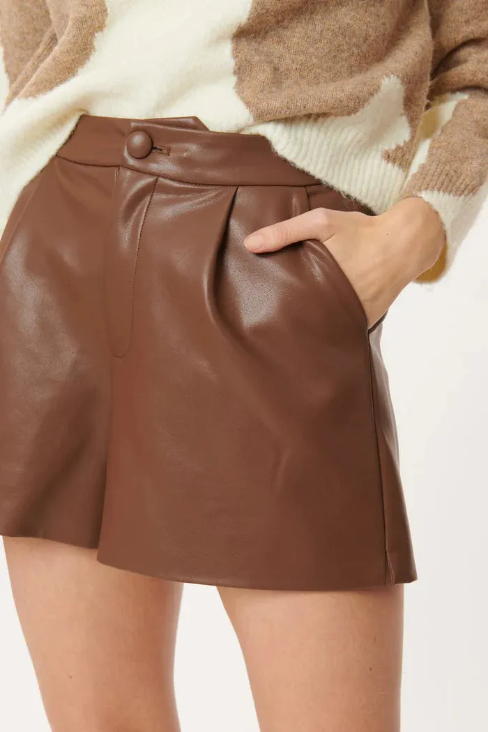 Nairobi Vegan Leather Short - Brown