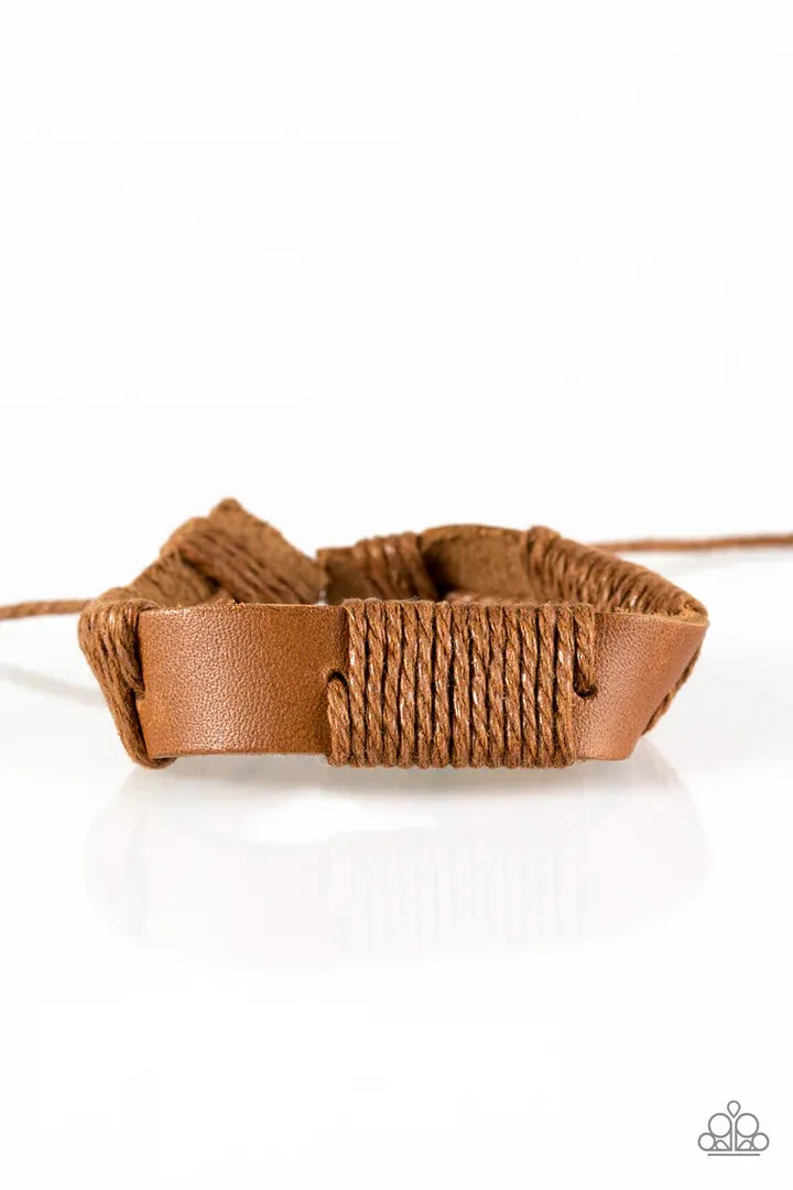 Paparazzi Accessories  - On The Sidelines  #M18 Peg - Brown Bracelet