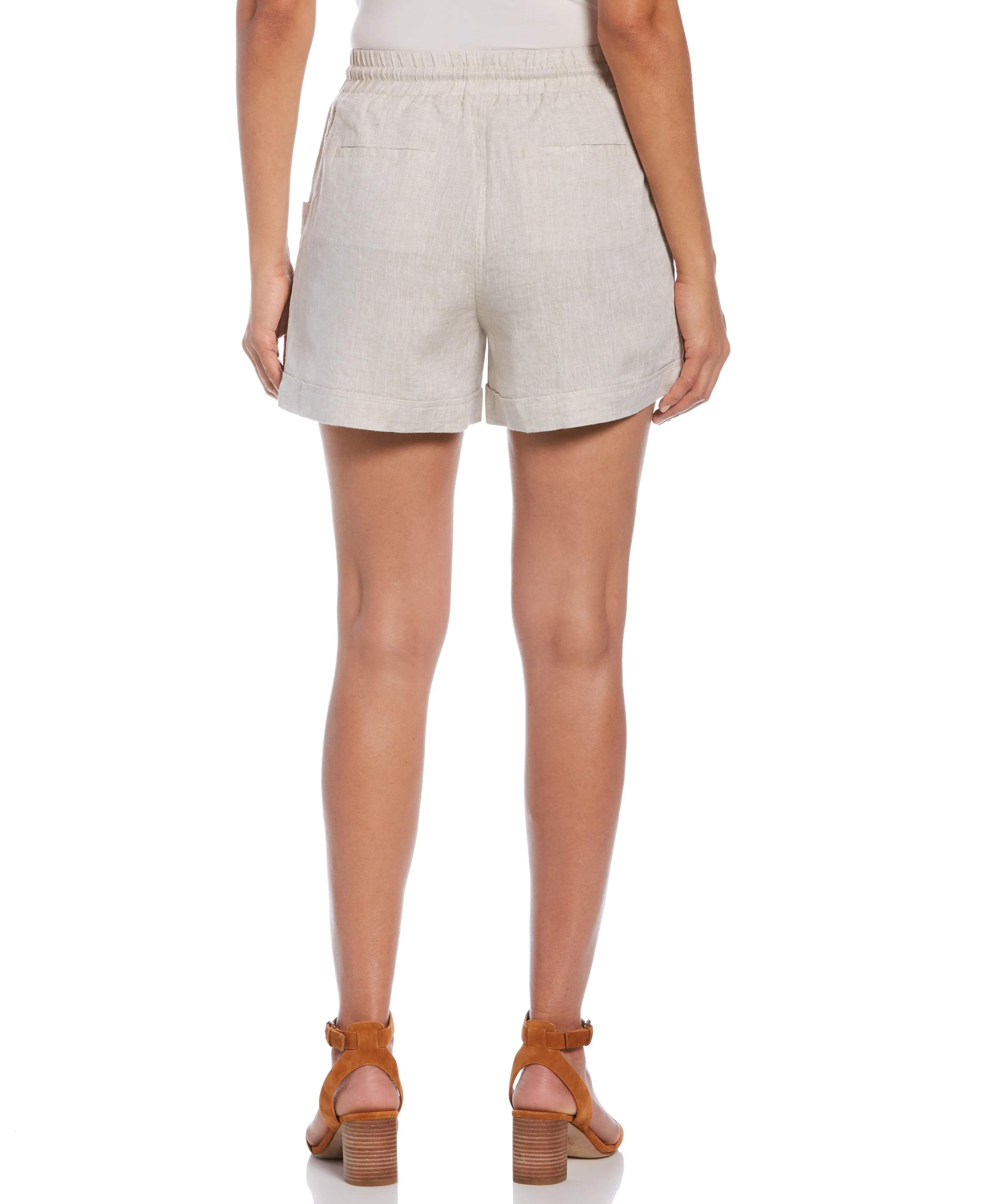 Petite Seamed Linen Drawstring Short