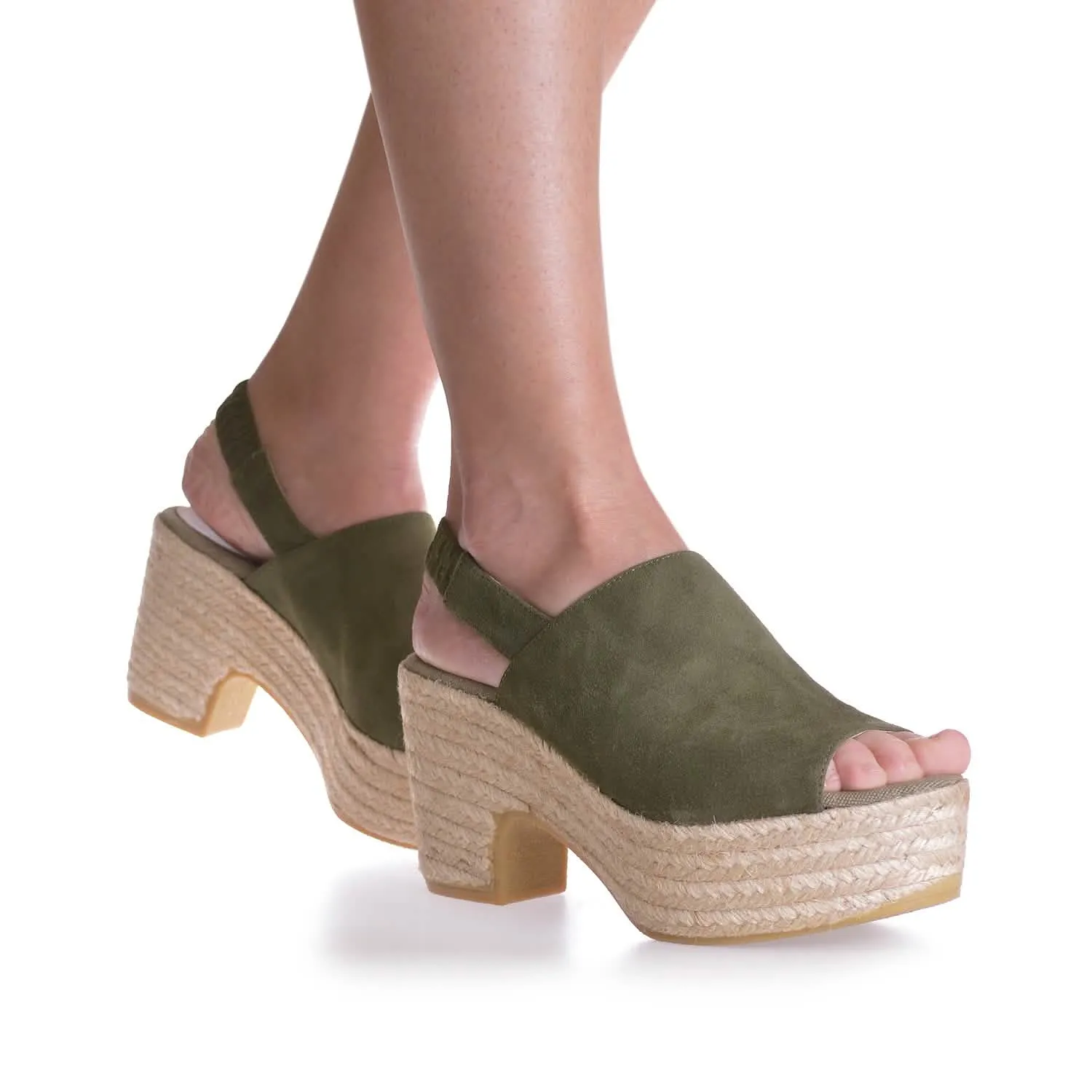 Plain Suede Leather Wedge Espadrille for Women - Noemi-A