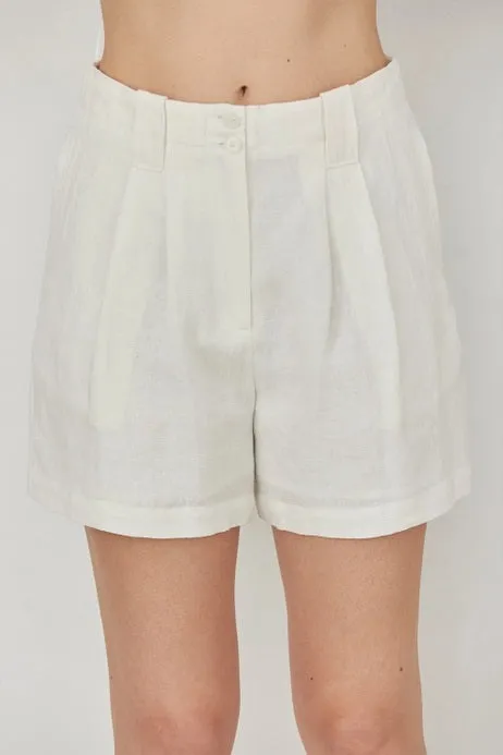 Pleated Linen Shorts