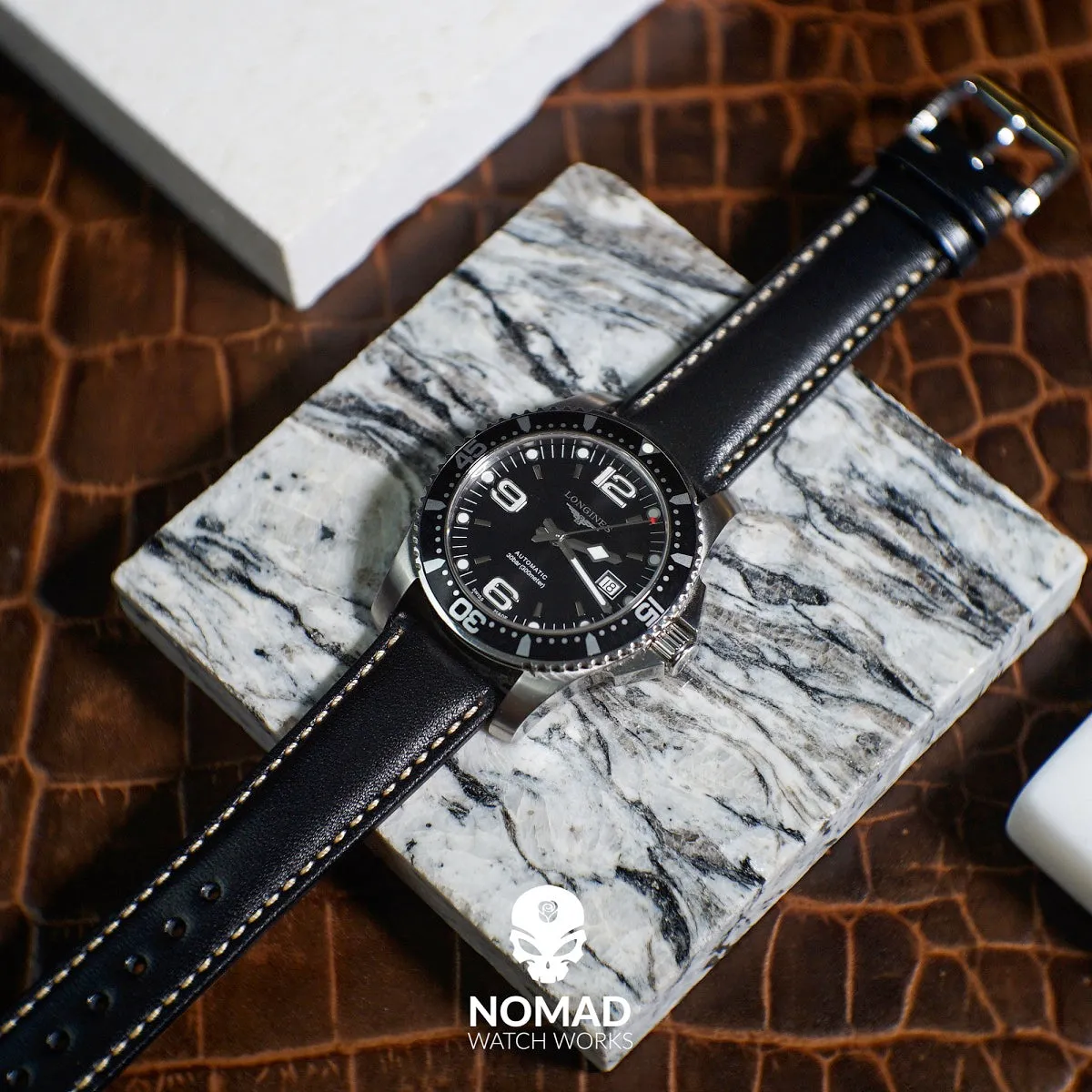 Quick Release Classic Leather Watch Strap in Black