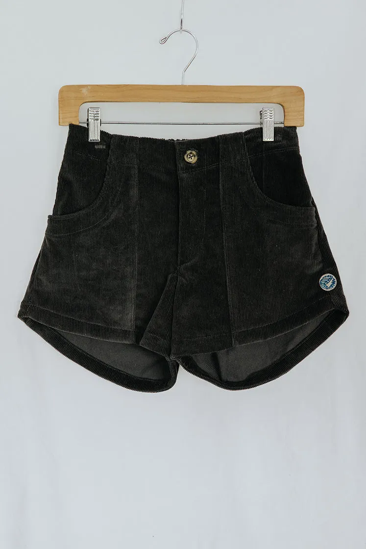 Retro Pocket Shorts - Charcoal Corduroy