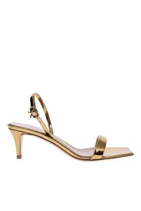 Ribbon Patent Leather Kitten Heel Sandals