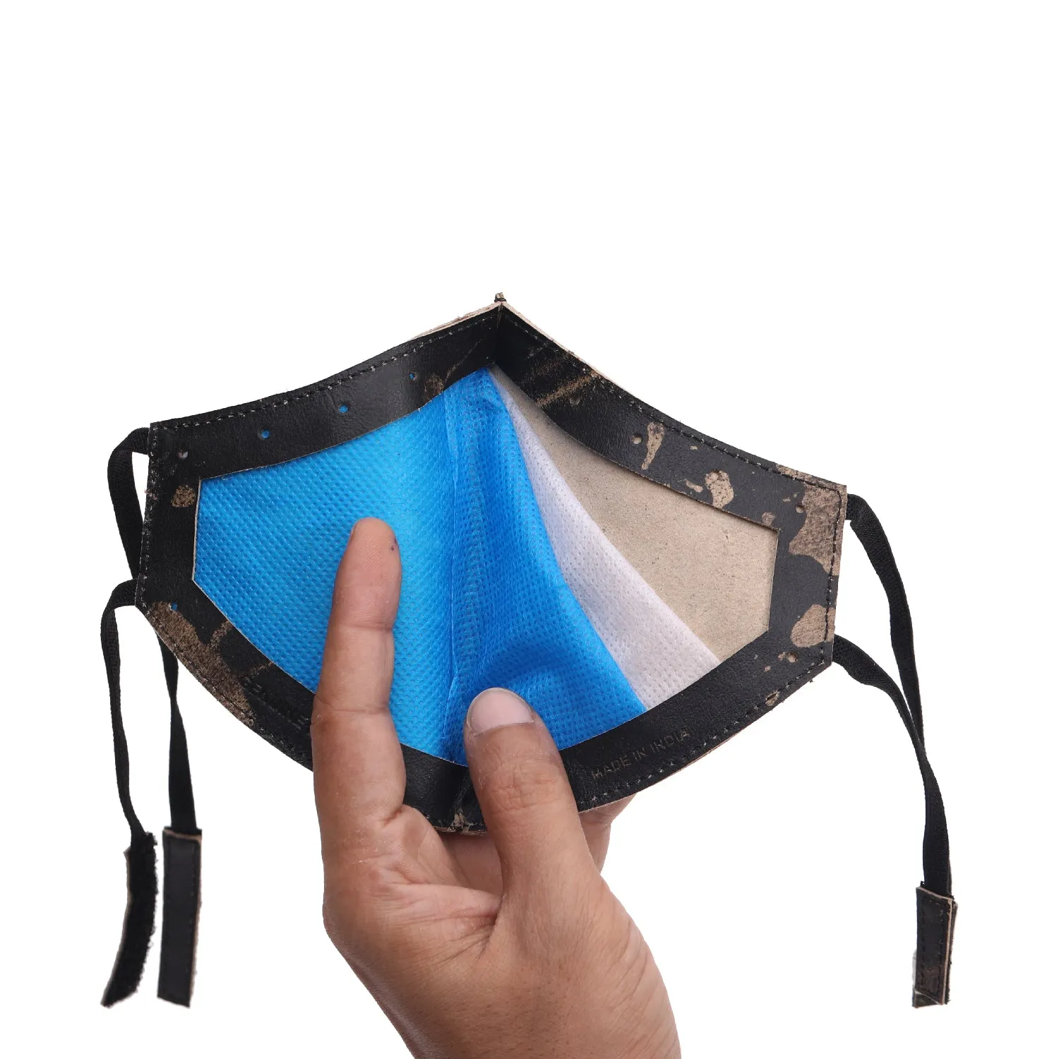 RL 81 Floater Leather Face Mask for anti pollution/anti dust /Biker outdoor With Changeable anti bacterial Filters - Qty 1 pc