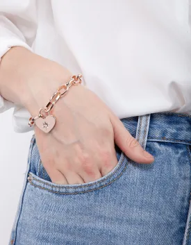 Rose Gold Heart Diamante Bracelet