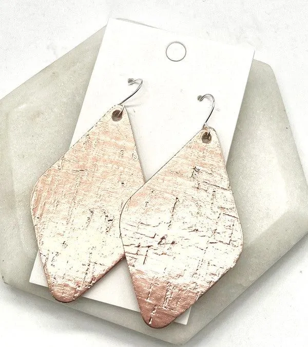 Rose Gold Leather Earring