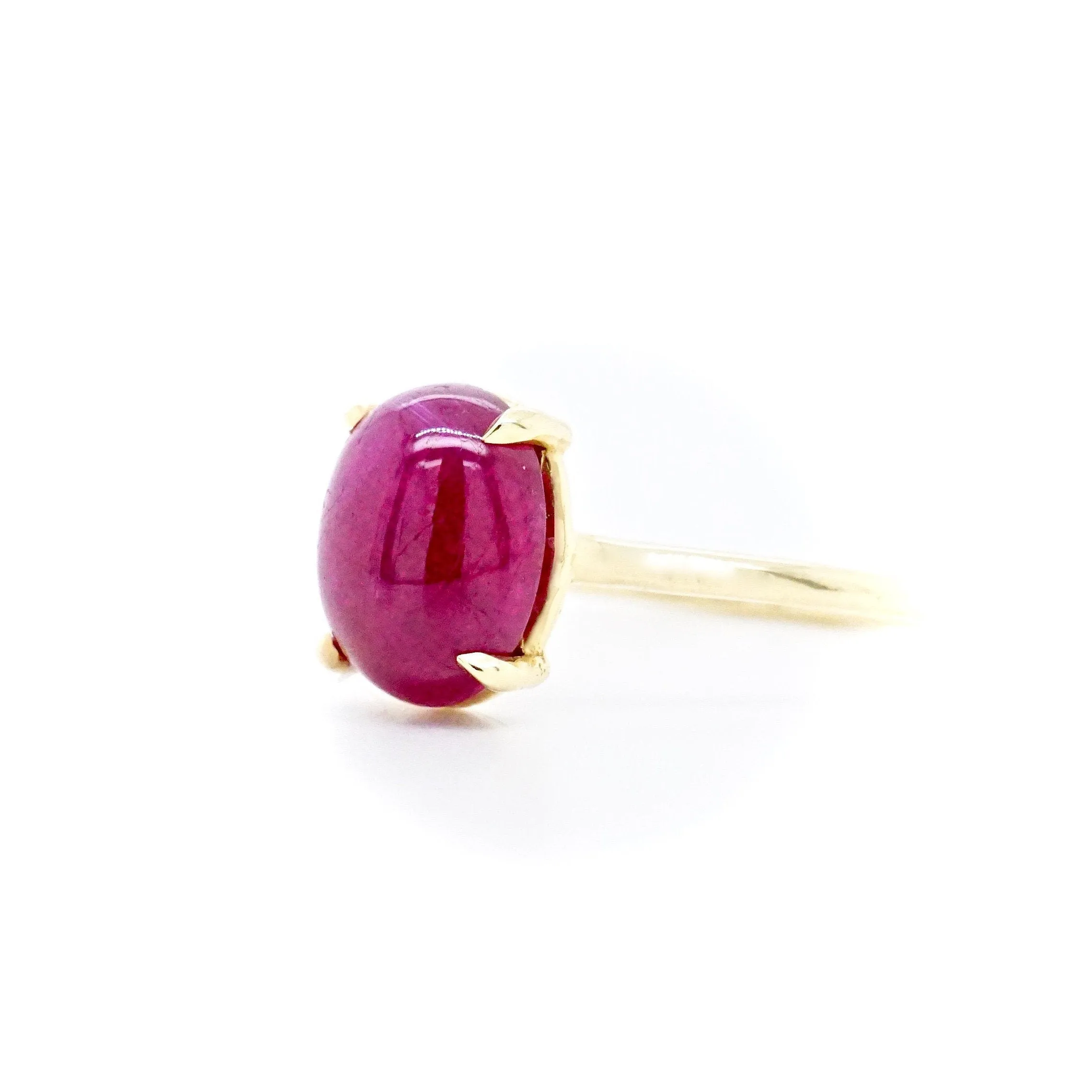 Ruby Gold Ring - Oval Ruby Cabochon Ring - Ruby July Birthstone Ring