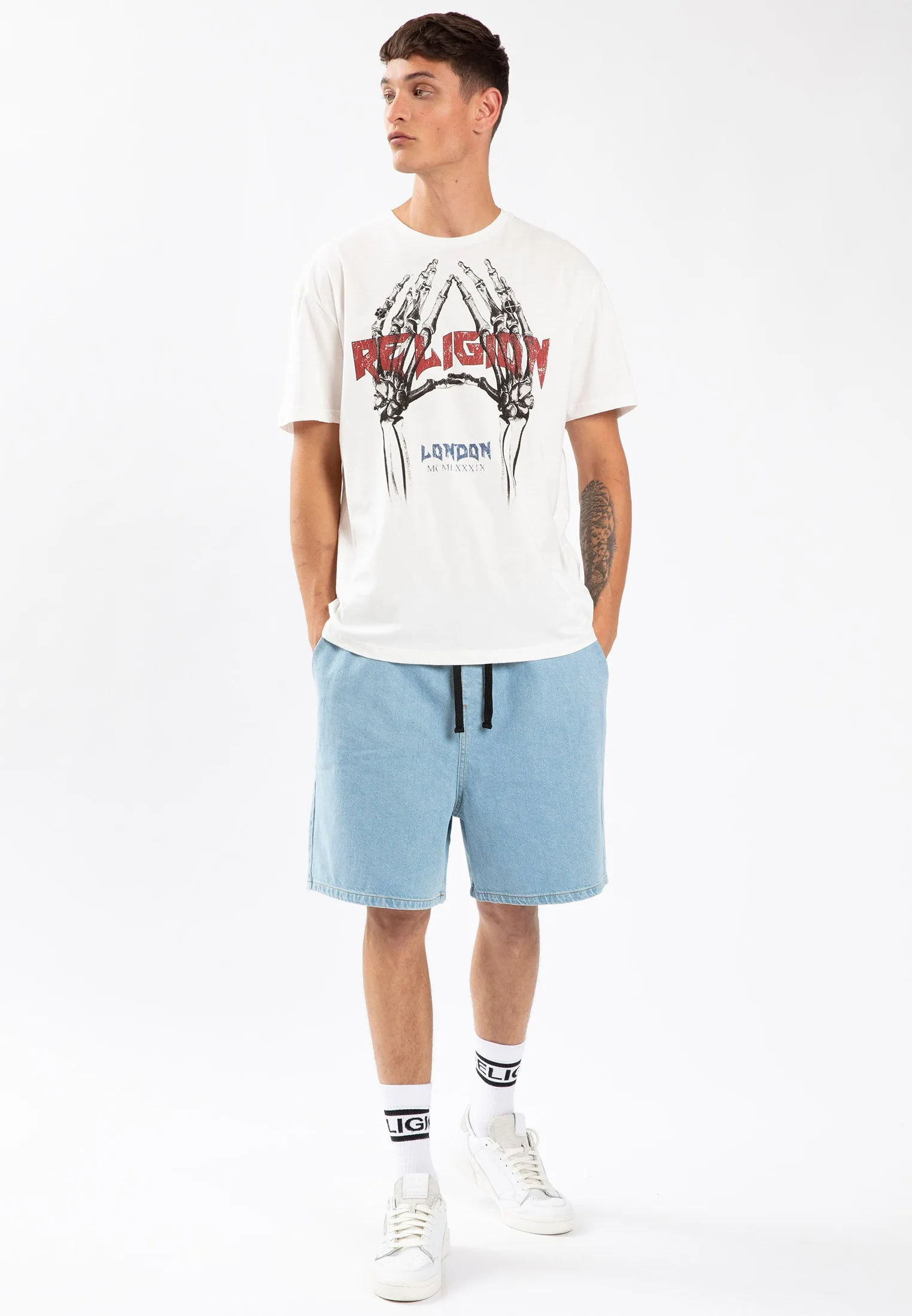 SKATE SHORTS BLUE FADED WASH