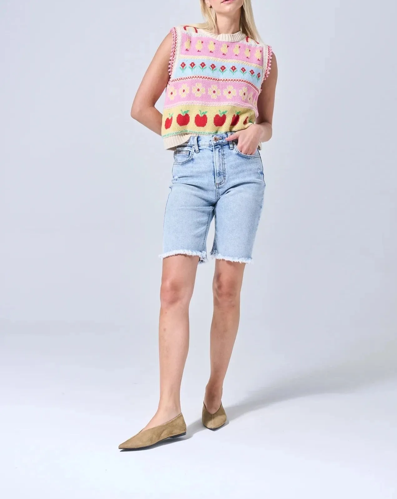 Sneak Peek Amy Bermuda Denim Shorts (Light Acid)