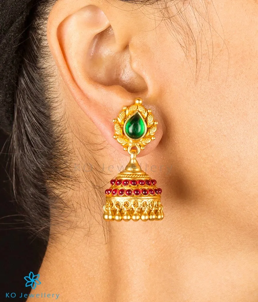 The Aarohi Silver Kempu Jhumka (Red)