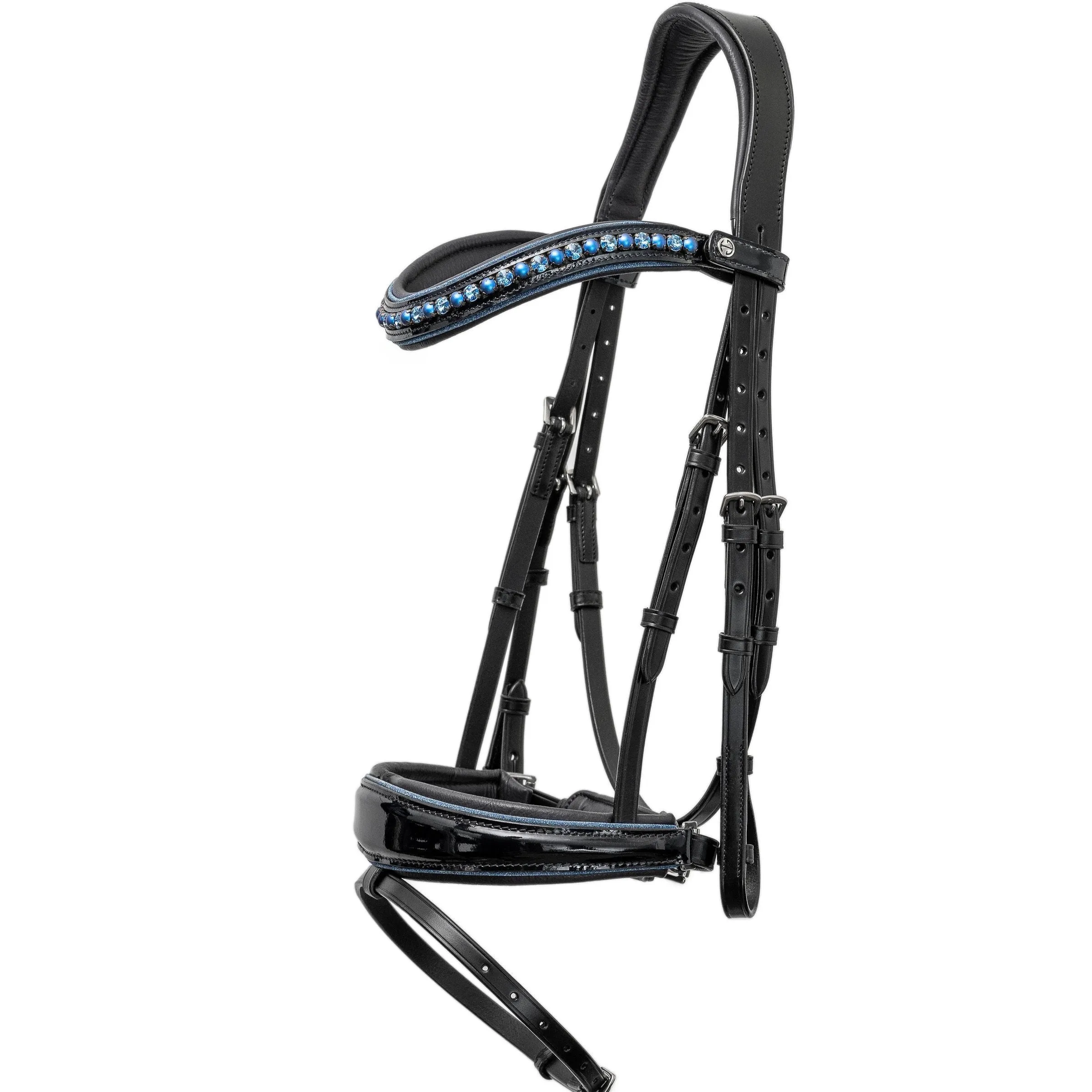 The Bluebell - Navy Patent Leather Snaffle Bridle with REMOVABLE FLASH