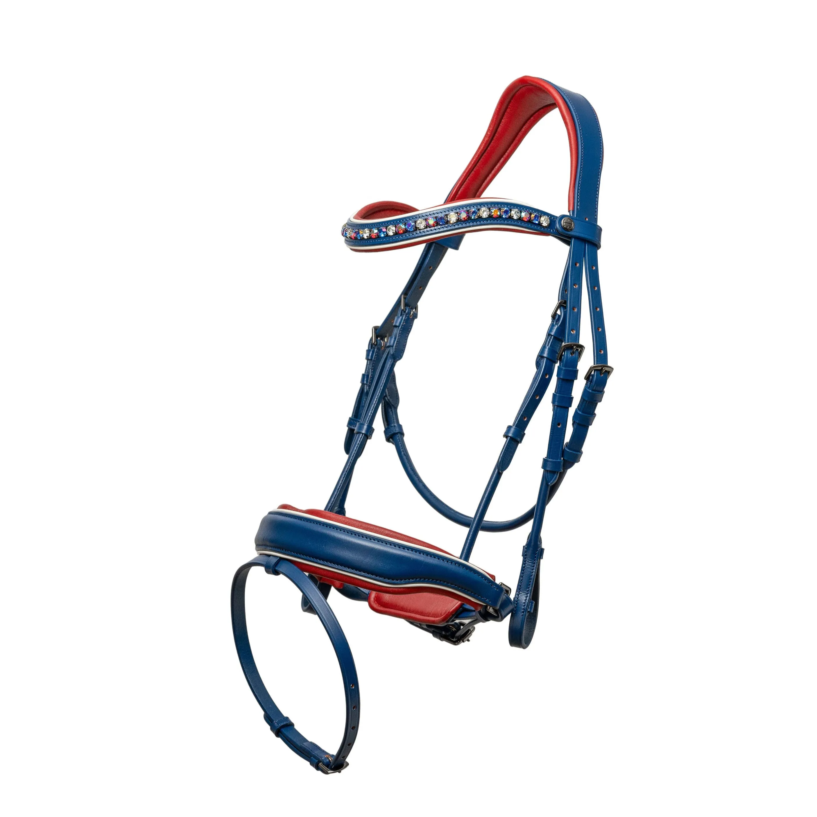 The Patriot Cobalt Blue Leather Snaffle Bridle (Pathway to the Podium Collection)