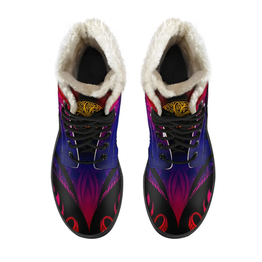 Tree Of Life Faux Fur Boots