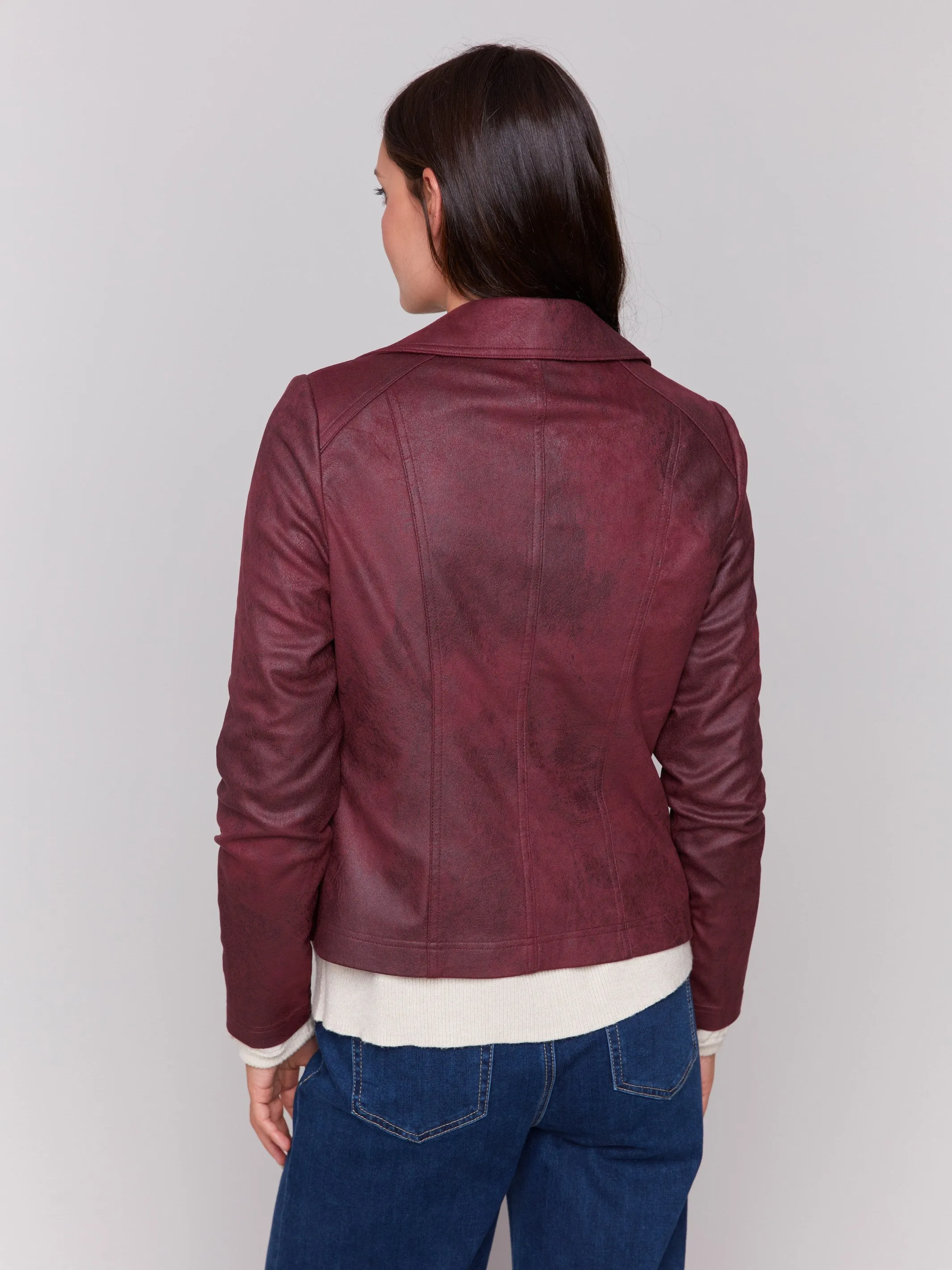 Vintage Faux Leather Perfecto Jacket - Cabernet